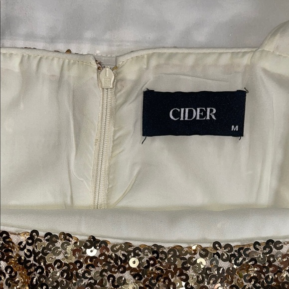 CIDER WOVEN SQUARE NECK SOLID ,SEQUIN CONTRASTING BINDING ZIPPERS MINI /DRESS - Picture 8 of 11